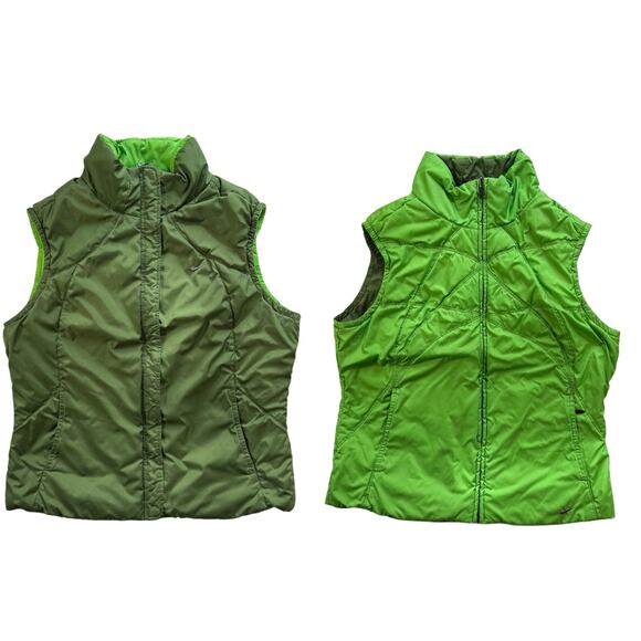 Vintage Y2K Nike Women's Reversible Duck Down Puffer Vest Large Green - Picture 1 of 12
